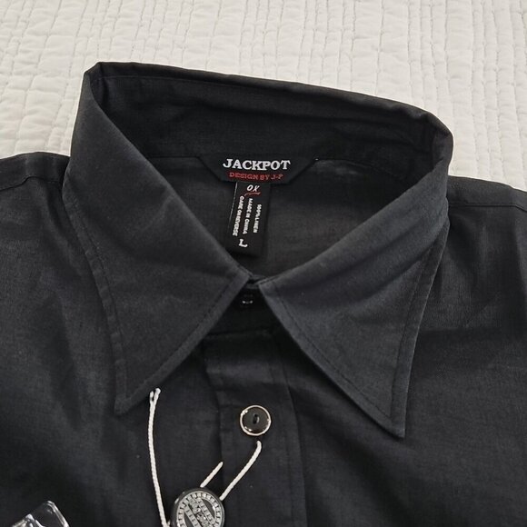 Jackpot Linen Shirt Men's Size Large Ink Black Short Sleeve Button Up NWT Resort - Picture 5 of 14
